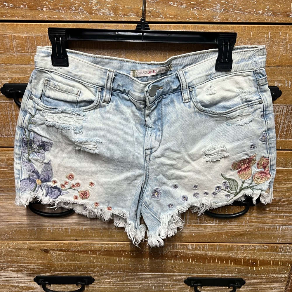 Chelsea & Violet Blue Distressed Jean Shorts